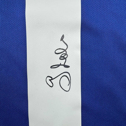 Framed Autographed/Signed Gianfranco Zola 35x39 Italy Blue Soccer Futbol Jersey Beckett BAS COA