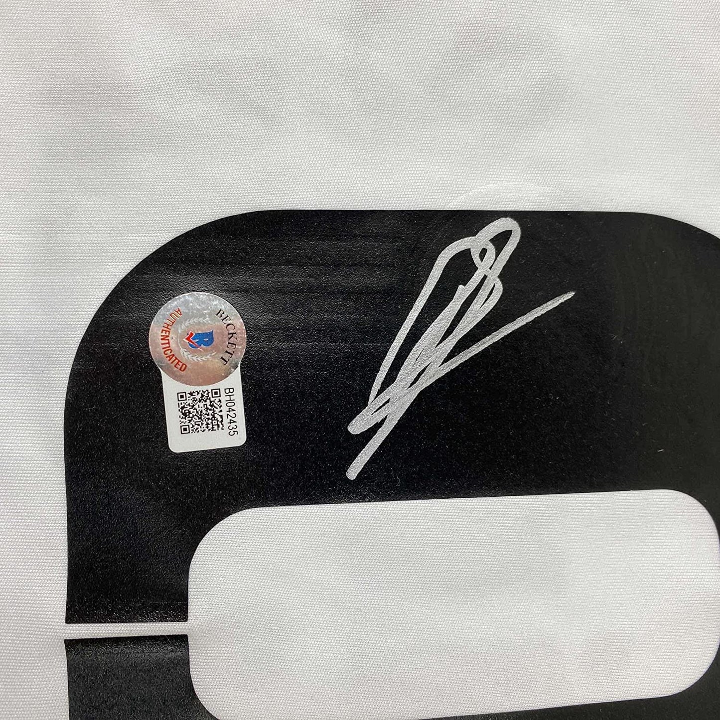 Framed Autographed/Signed Karim Benzema 35x39 Real Madrid 2022-23 White Soccer Jersey Beckett BAS COA