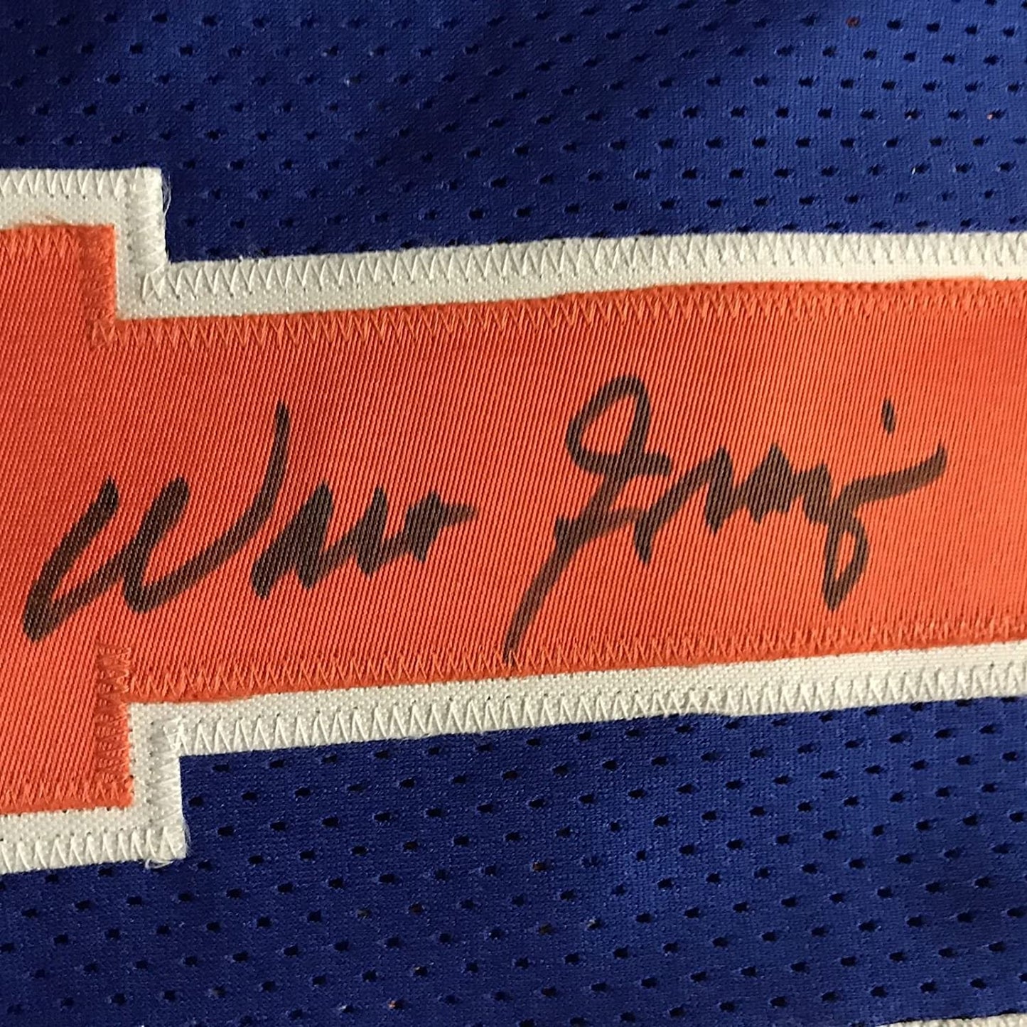 Autographed/Signed Walt Frazier New York Knicks Blue Basketball Jersey JSA COA