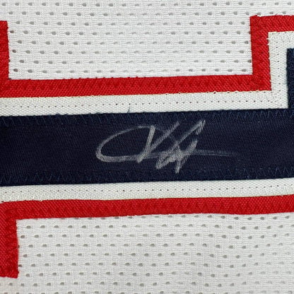 Framed Autographed/Signed Vince Carter 35x39 New Jersey NJ White Basketball Jersey PSA/DNA COA