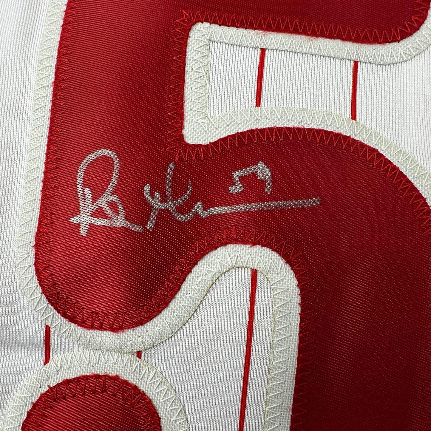 Framed Autographed/Signed Rob Thomson 35x39 Philadelphia Pinstripe Baseball Jersey Beckett BAS COA
