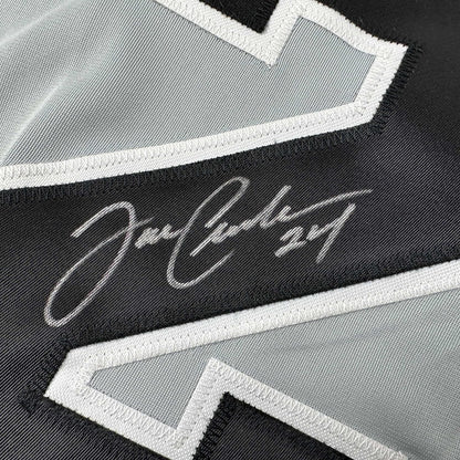 Framed Autographed/Signed Joe Crede 35x39 Chicago Grey Baseball Jersey Beckett BAS COA