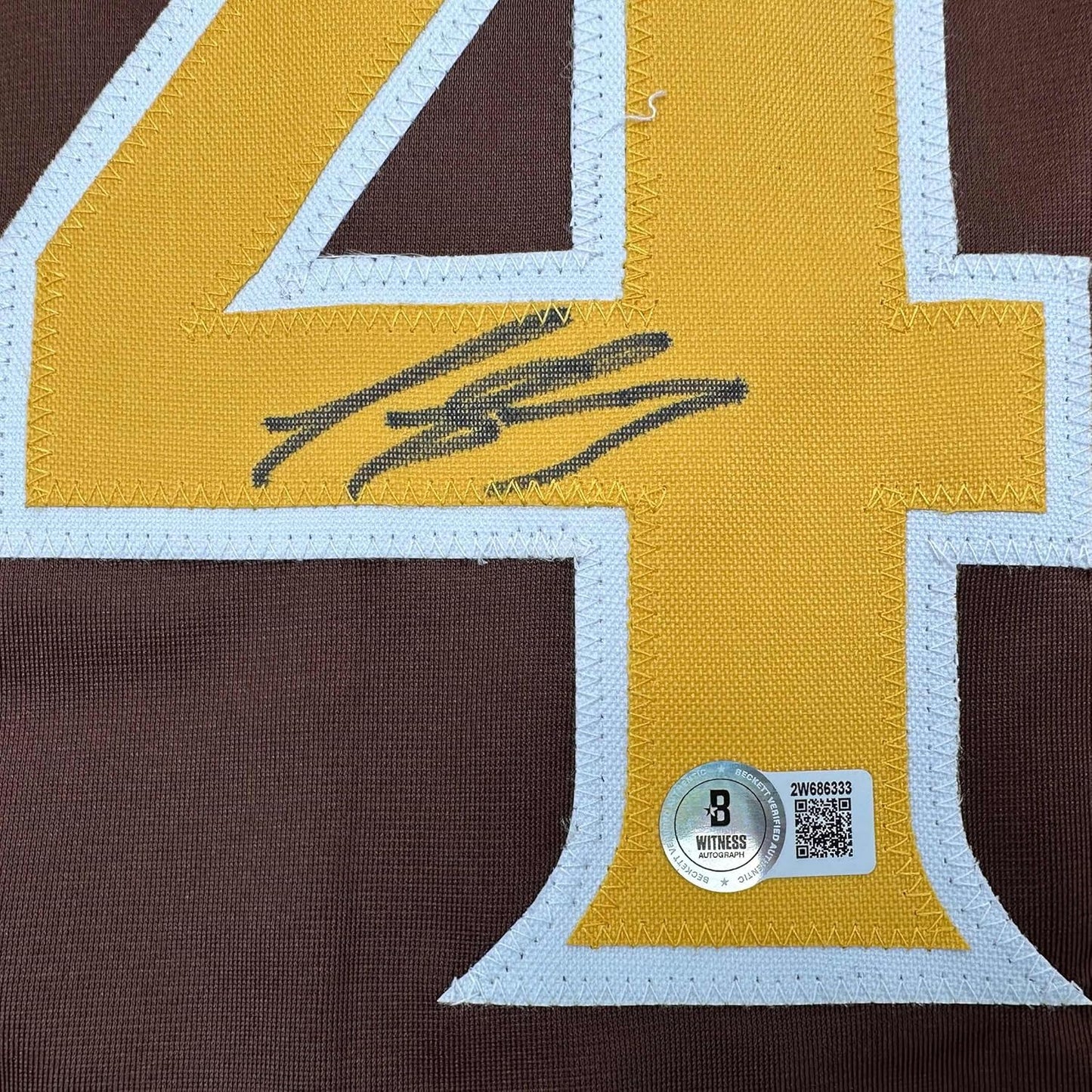 Framed Autographed/Signed Luis Arraez 35x39 San Diego Brown Baseball Jersey Beckett BAS COA