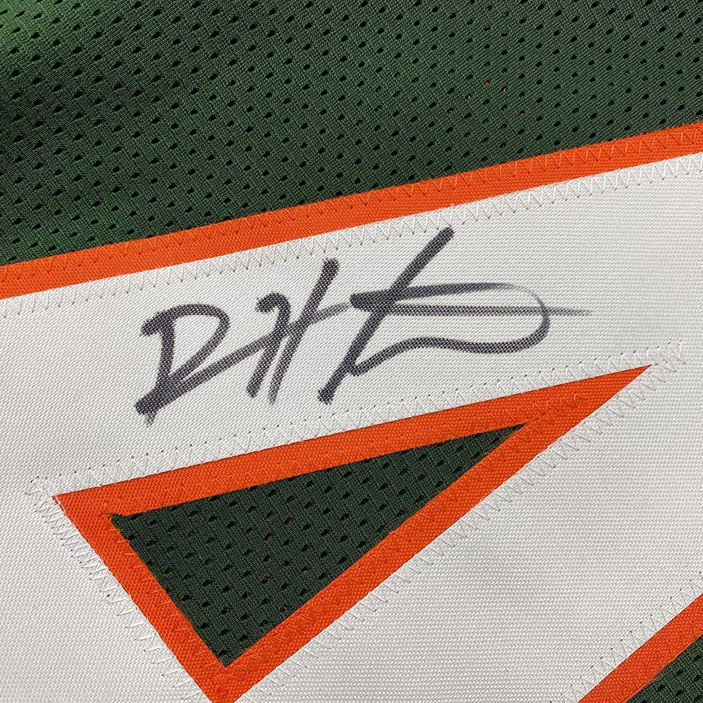 Framed Autographed/Signed Devin Hester 35x39 Miami Green College Football Jersey JSA COA