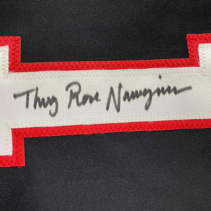 Framed Autographed/Signed Thug Rose Namajunas 35x39 UFC MMA Black Ultimate Fighting Jersey Shirt PSA/DNA COA