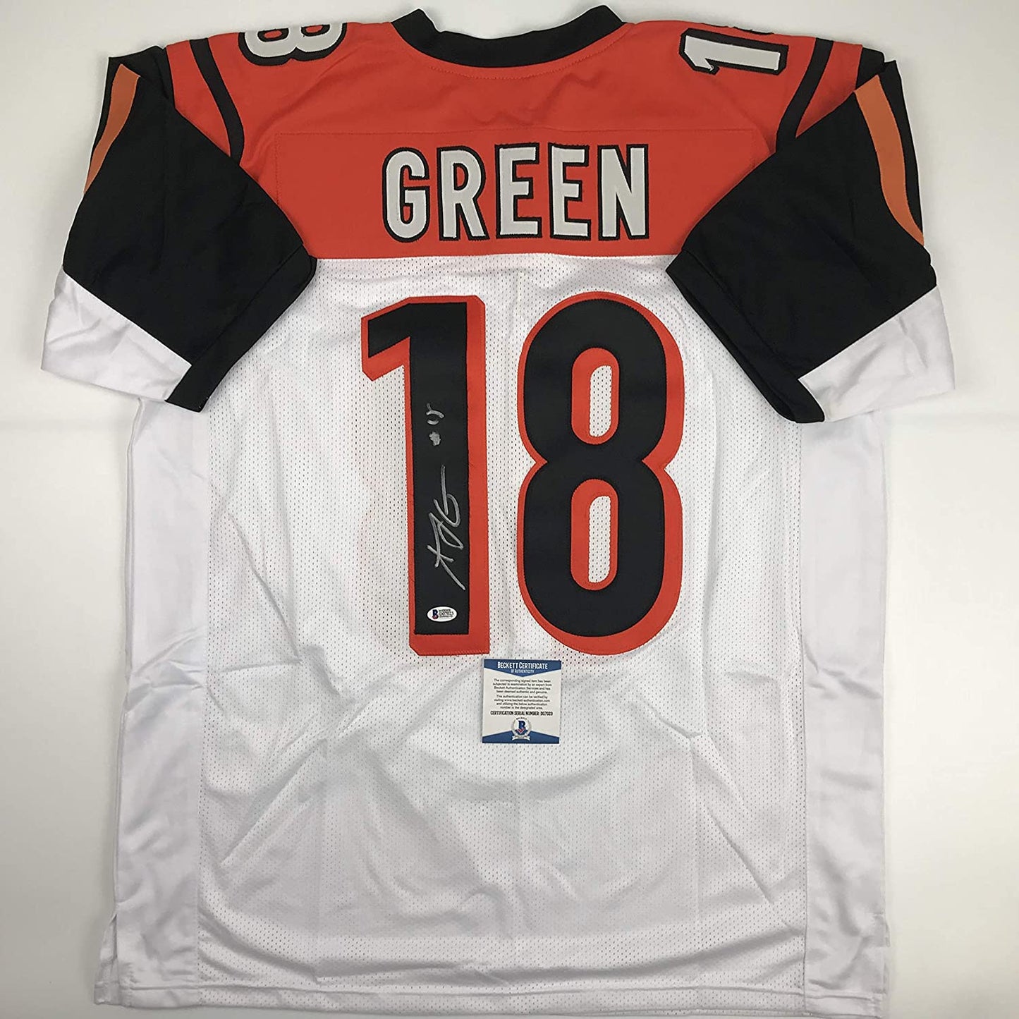 Autographed/Signed AJ A.J. Green Cincinnati White Football Jersey Beckett BAS COA