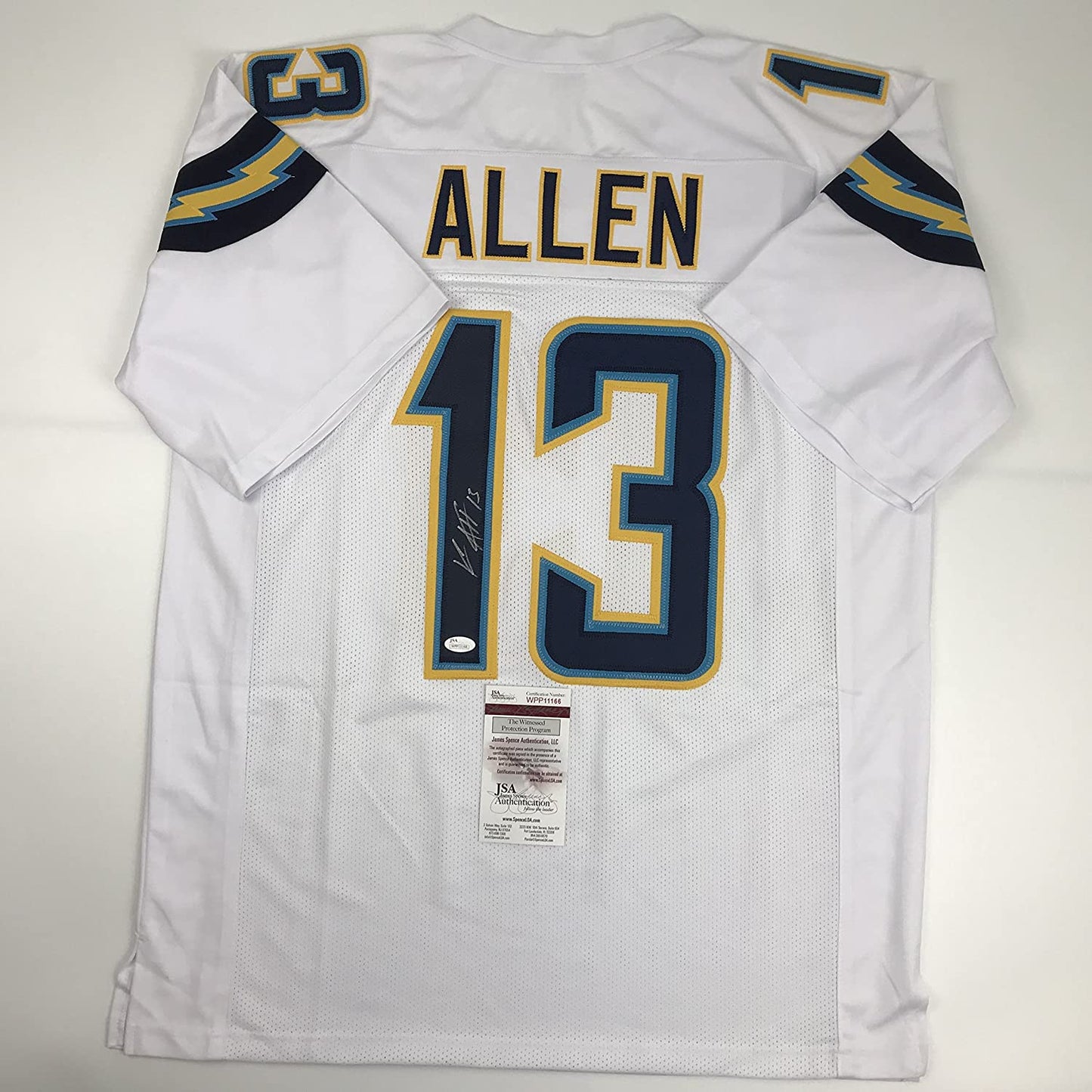 Autographed/Signed Keenan Allen Los Angeles LA White Football Jersey JSA COA