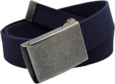 Build A Belt Boy's 1.25" Wide Antique Silver Flip Top Belt Buckle with Canvas Web Belt