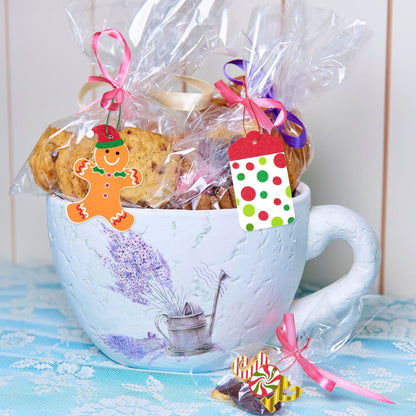 80pcs Large Gift Tags for Christmas w/ Tie Strings, 20 Designs, Glittery