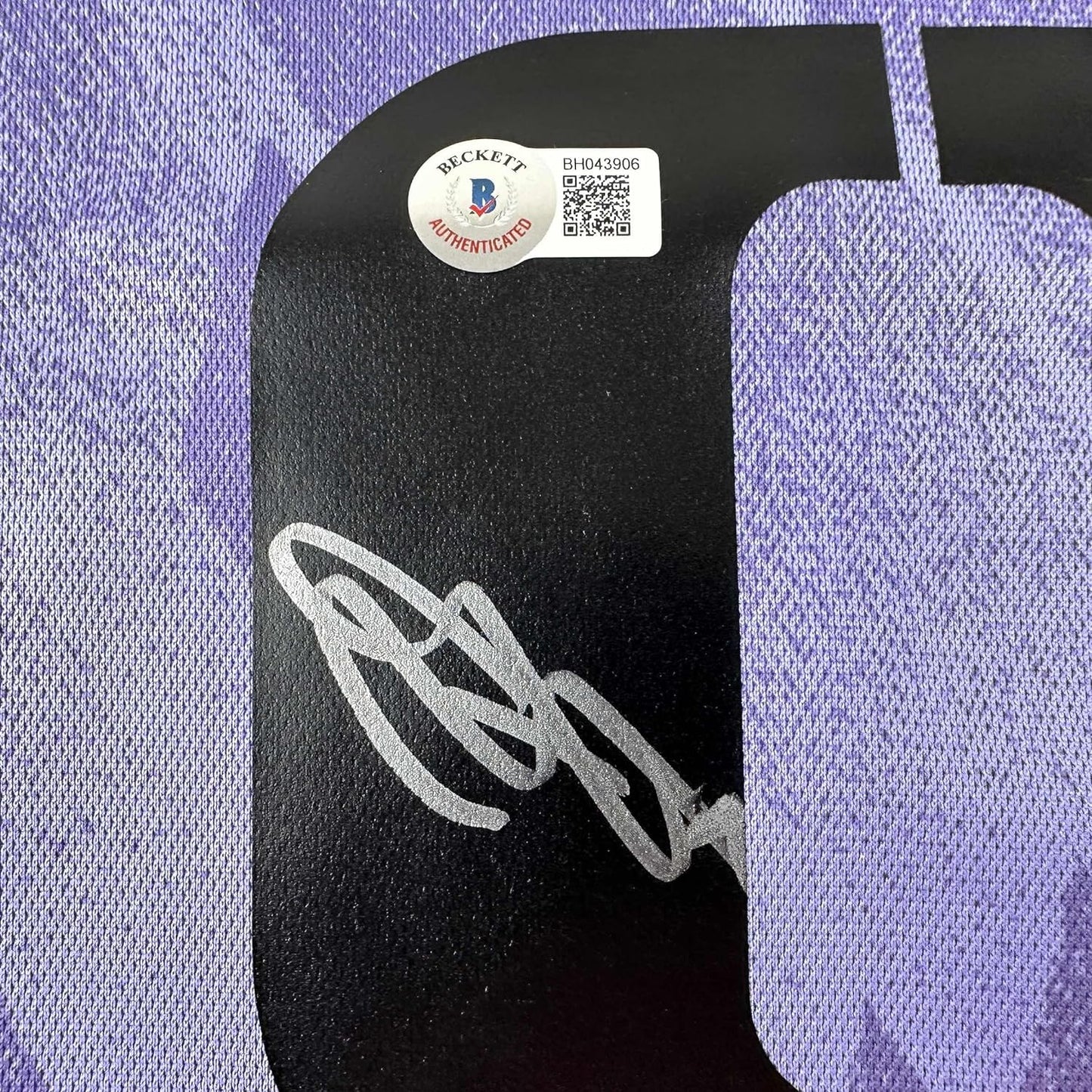 Framed Autographed/Signed Karim Benzema 35x39 Real Madrid 2022-23 Purple Soccer Jersey Beckett BAS COA