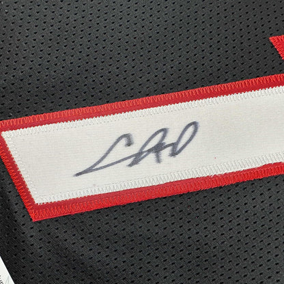 Framed Autographed/Signed Chris Bosh 35x39 Miami Black Basketball Jersey JSA COA