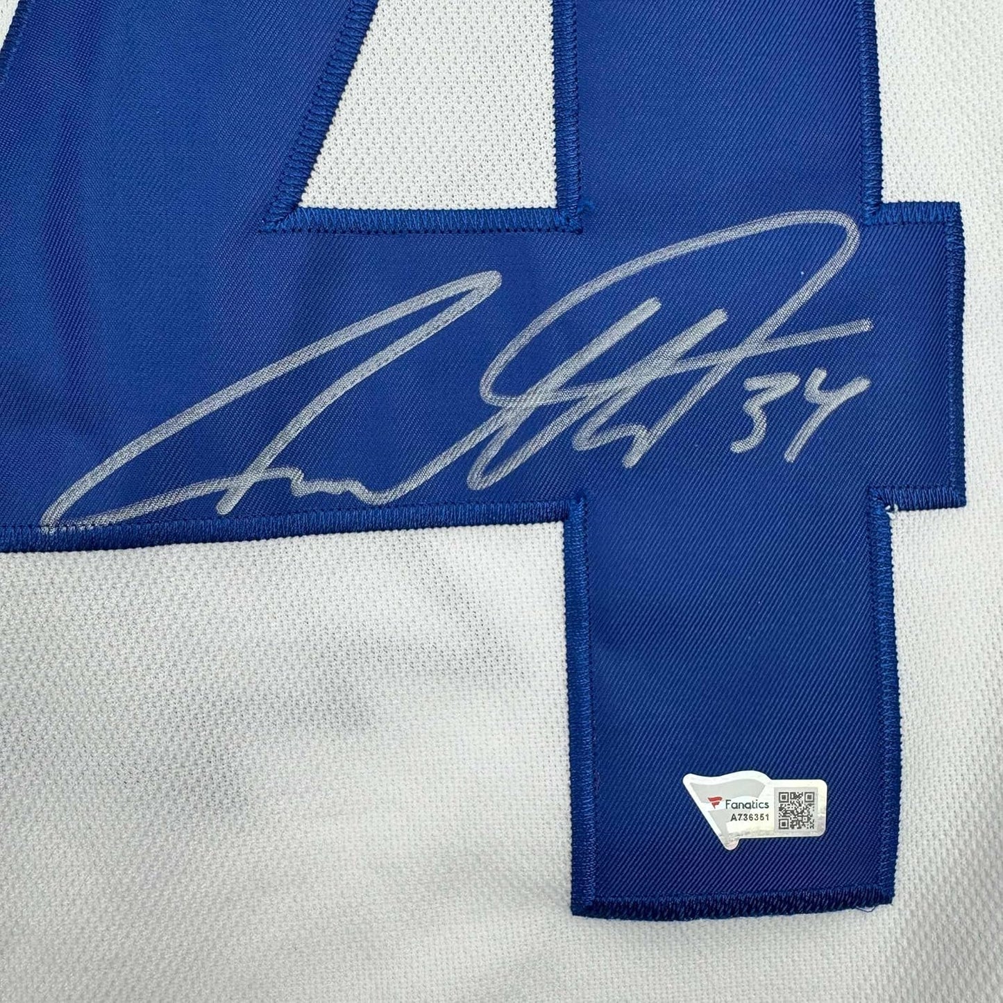 Framed Autographed/Signed Auston Matthews 35x39 Toronto Maple Leafs White Hockey Jersey Fanatics COA