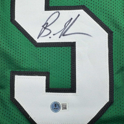 Framed Autographed/Signed Brandon Graham 35x39 Philadelphia Kelly Green Football Jersey JSA COA