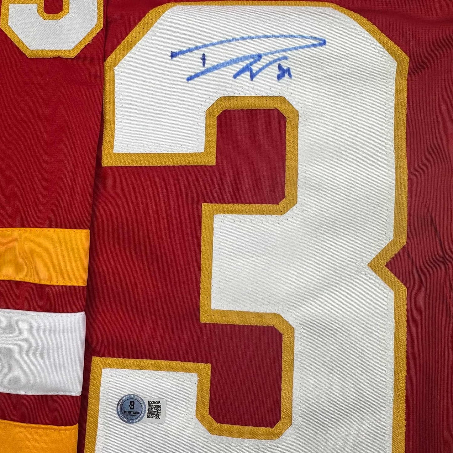 Framed Autographed/Signed Dustin Wolf 35x39 Calgary Red Hockey Jersey Beckett BAS COA