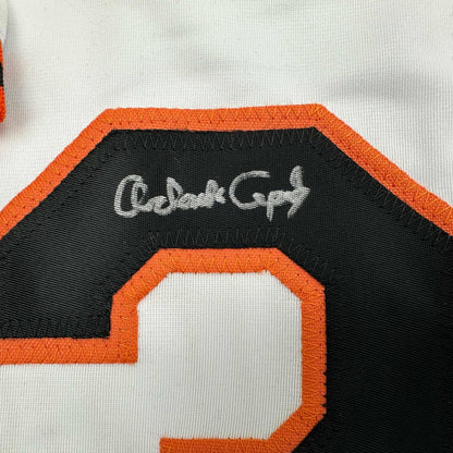 Framed Autographed/Signed Orlando Cepeda 35x39 San Francisco White Baseball Jersey Beckett BAS COA