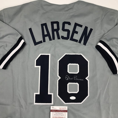 Autographed/Signed Don Larsen New York Grey Baseball Jersey JSA COA