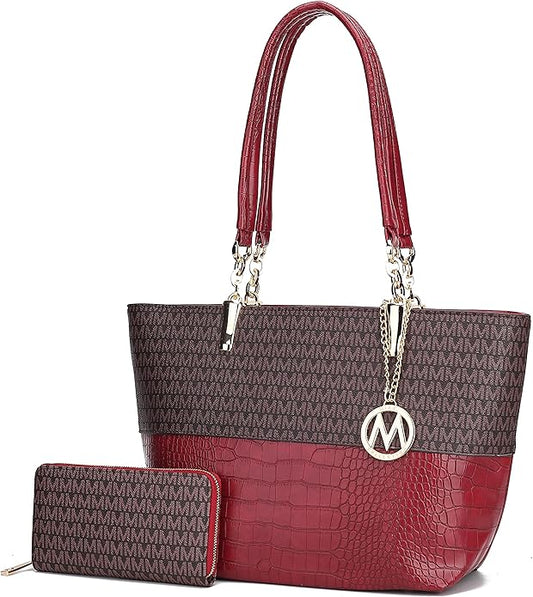 MKF Shoulder Bag for Women & Wallet Purse Set: PU Leather Tote Handbag ‰ÛÒ Top-Handle Stylish Satchel Pocketbook