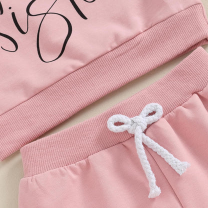 Baby Girl Clothes Little Sister Infant Girl Outfits Solid Color Toddler Sweater Tops Fall Winter Pants Set (Pink, 3-6 Months)