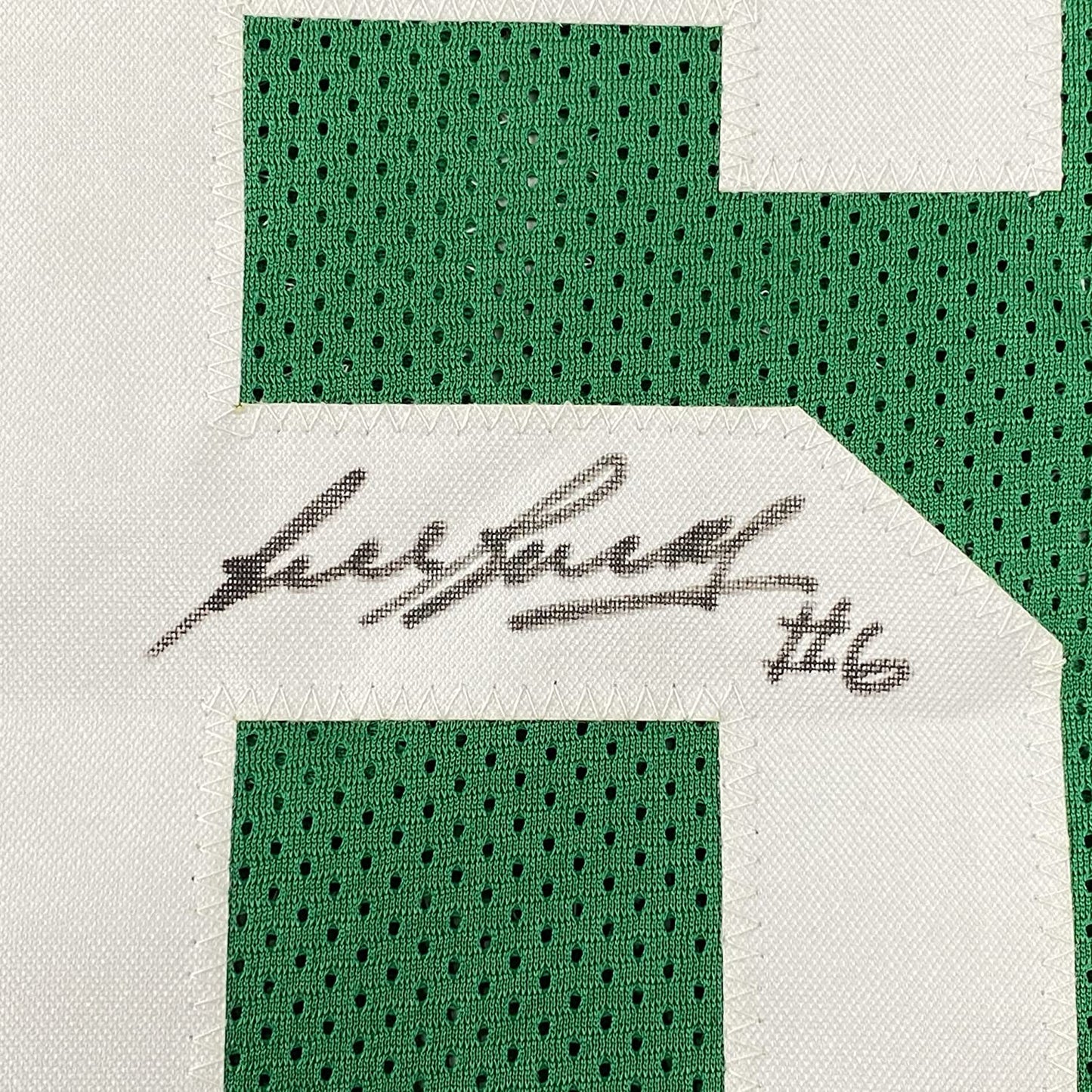 Framed Autographed/Signed Bill Russell 35x39 Boston Green Basketball Jersey Hollywood Collectibles COA