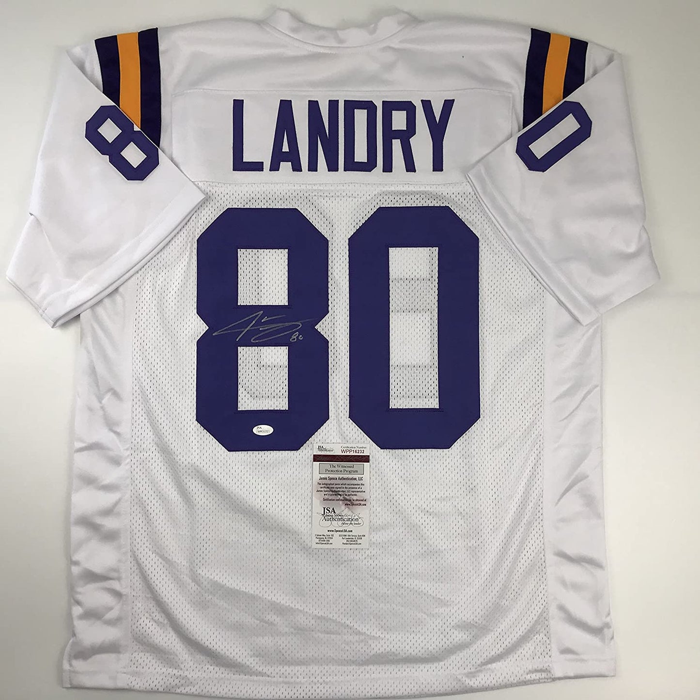 Autographed/Signed Jarvis Landry LSU White College Football Jersey JSA COA