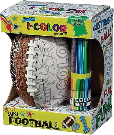 Franklin Sports iColor Kids Mini Football or Soccer Ball- Custom Color Youth Junior Ball with Markers Included - Design Your Own Football or Soccer Ball for Kids + Toddlers