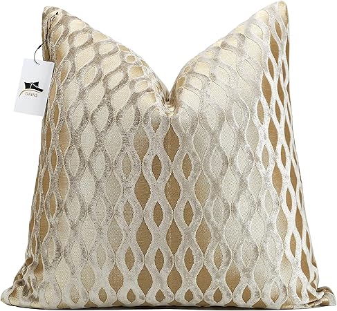 22x22 Beige Pillow Covers, Gold Cushion Throw Velvet Covers , Velvet Beige Gold Square Modern Style for Living Room, Couch, Sofa, Bed, Chair, Cover Pillow Cover for Couch Bed and Chair (No Insert)
