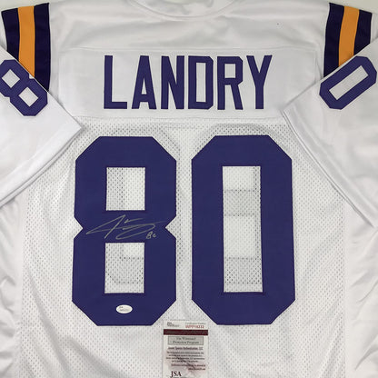 Autographed/Signed Jarvis Landry LSU White College Football Jersey JSA COA