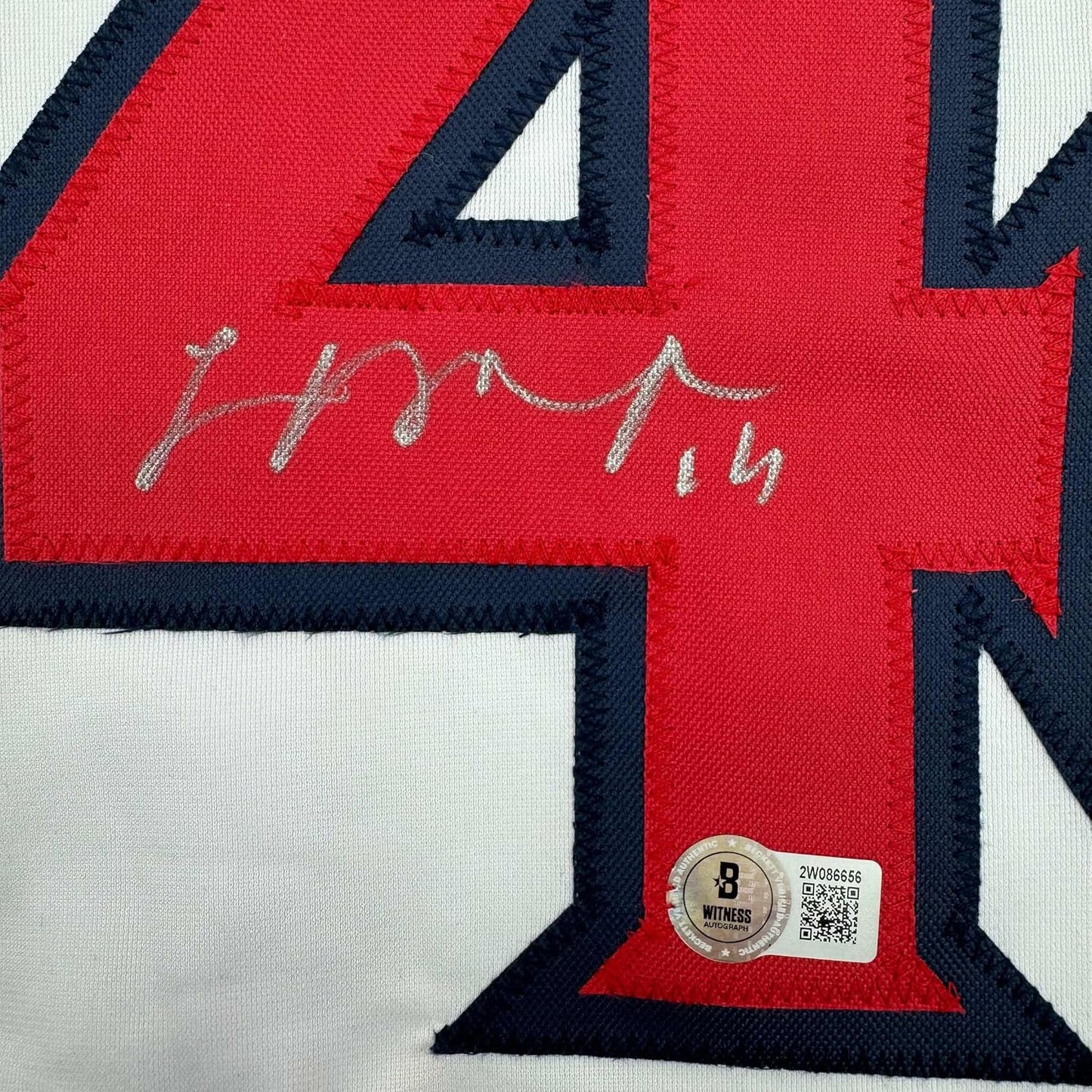 Framed Autographed/Signed Logan O'Hoppe 35x39 Los Angeles LA Anaheim White Baseball Jersey Beckett BAS COA
