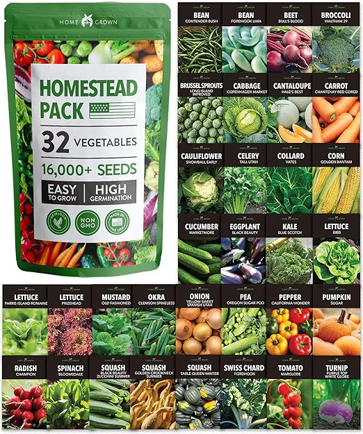 32 Heirloom Vegetable and Fruit Seeds for Planting - 16, 000+ Seeds | Non-GMO Survival Seed Vault | High Germination | 32 Varieties of Vegetable Seeds for Your Home Survival Garden