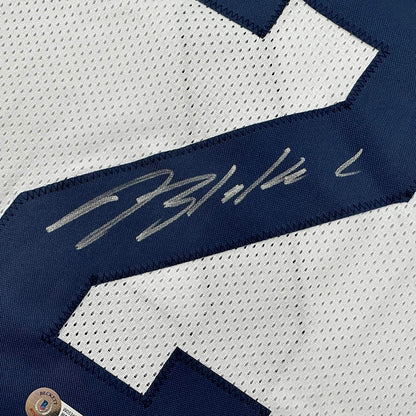 Framed Autographed/Signed Blake Corum 35x39 Michigan White College Football Jersey Beckett BAS COA