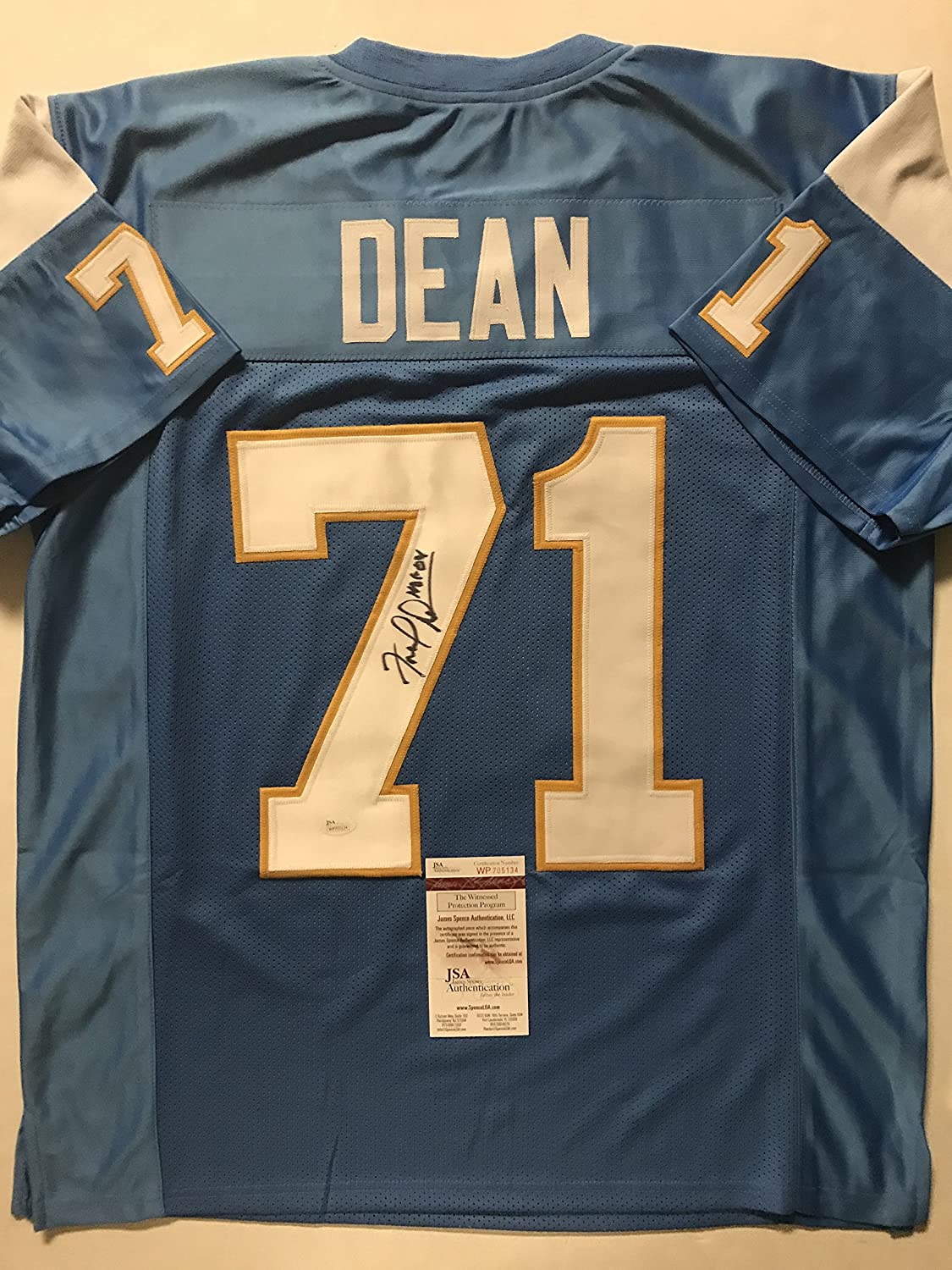 Autographed/Signed Fred Dean HOF 08  San Diego Powder Blue Football Jersey JSA COA