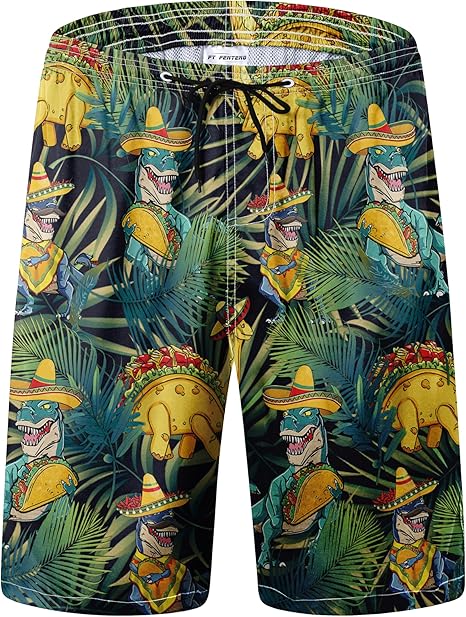 Mens Swim Trunks Quick Dry Board Shorts with Mesh Lining, Breathable Surf Beach Shorts Swimwear Bathing Suits