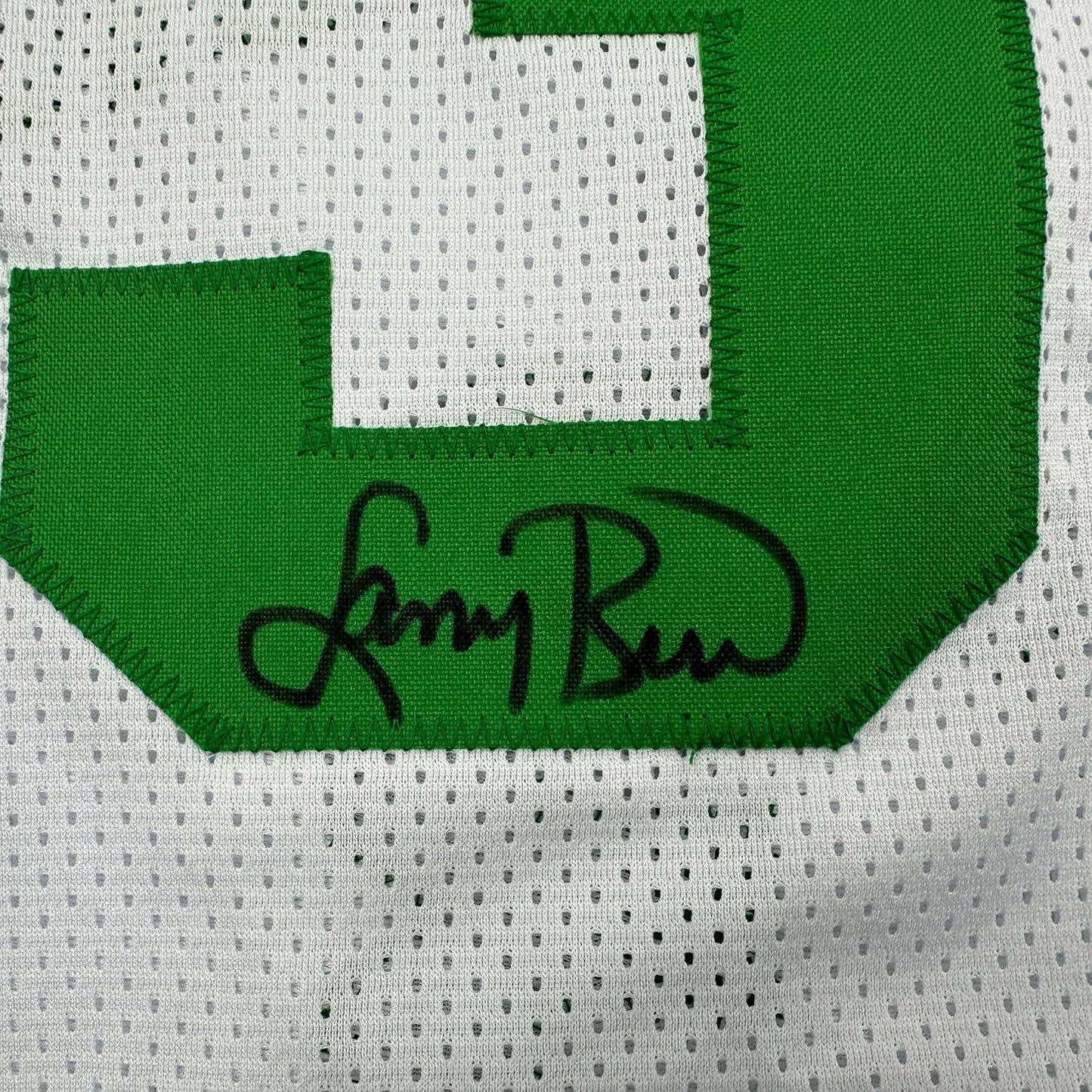 Framed Autographed/Signed Larry Bird 35x39 Boston White Basketball Jersey Beckett BAS COA