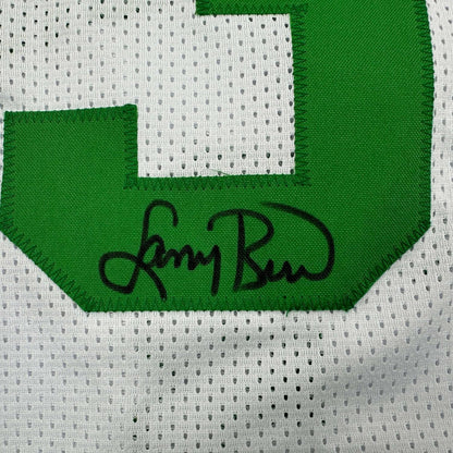 Framed Autographed/Signed Larry Bird 35x39 Boston White Basketball Jersey Beckett BAS COA