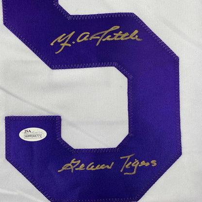 Framed Autographed/Signed YA Y.A. Tittle 35x39 Inscribed Geaux Tigers LSU White College Football Jersey JSA COA