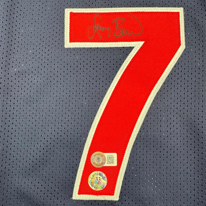 Framed Autographed/Signed Larry Bird 35x39 United States USA Blue 1992 Dream Team Basketball Jersey Beckett BAS COA