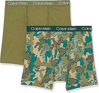 Calvin Klein Boys' Modern Cotton Assorted Boxer Briefs Underwear Pack of Two