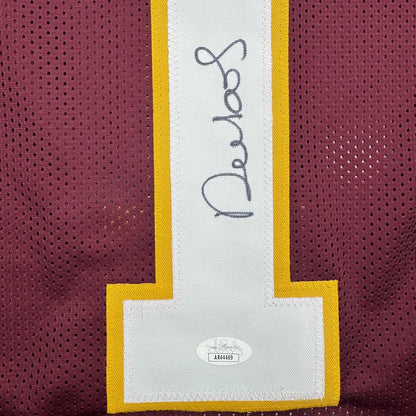 Framed Autographed/Signed Deebo Samuel 35x39 Washington Burgundy Football Jersey JSA COA