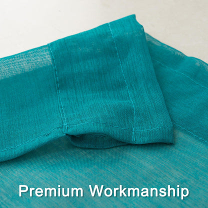 Semi Sheer Window Treatment Light Weight Slub Rod Pocket34"x95"Turquoise,2Panels