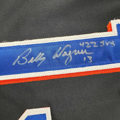 Framed Autographed/Signed Billy Wagner 35x39 422 Saves New York Black Baseball Jersey JSA COA