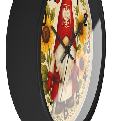 Polish Sunflower Gnome Wall Clock