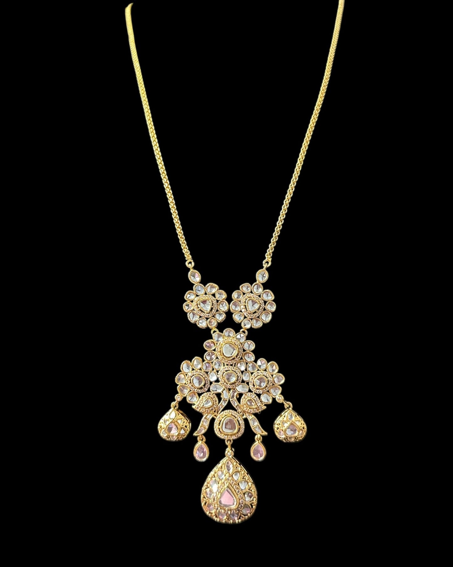 PS554 Long delicate kundan pendant mala ( READY TO SHIP )