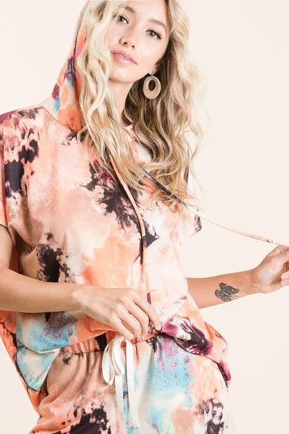 BiBi Tie Dye Terry Hoodie With Drawstring
