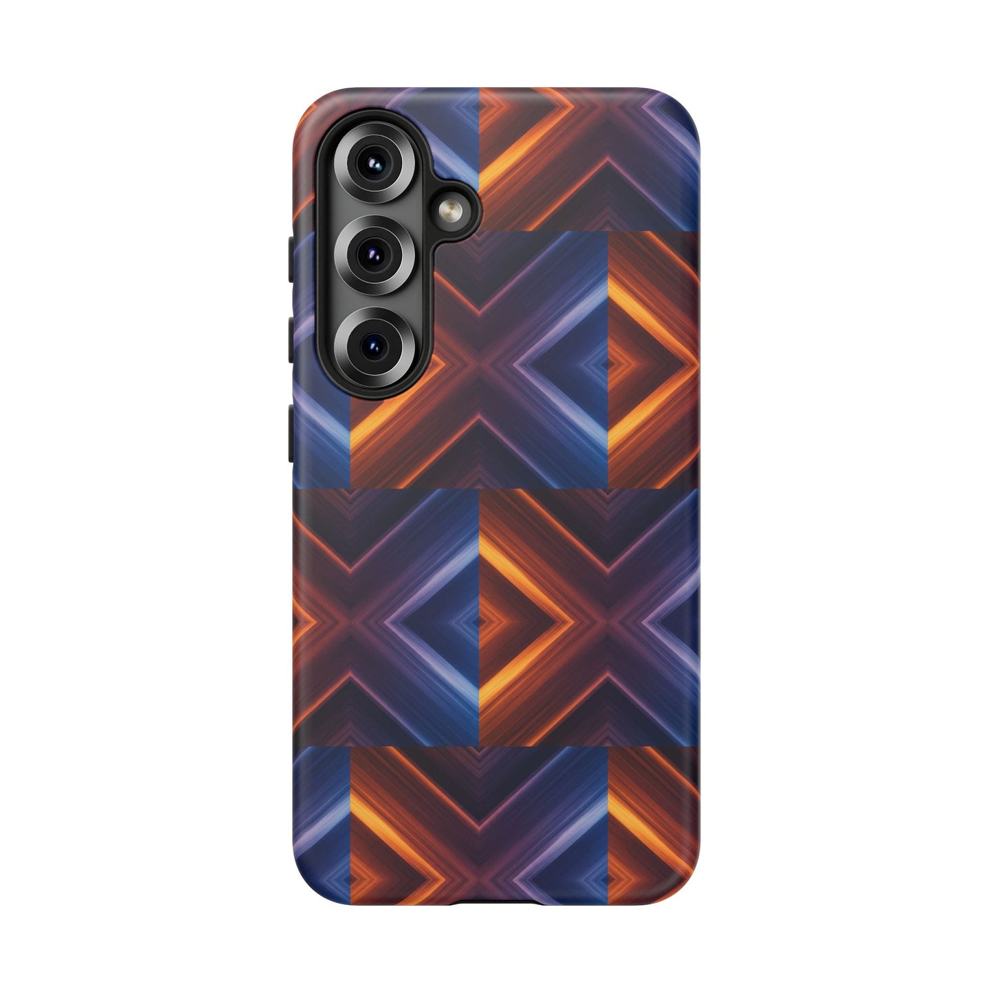 Stylish Tough Phone Case With Blue & Orange Abstract Design