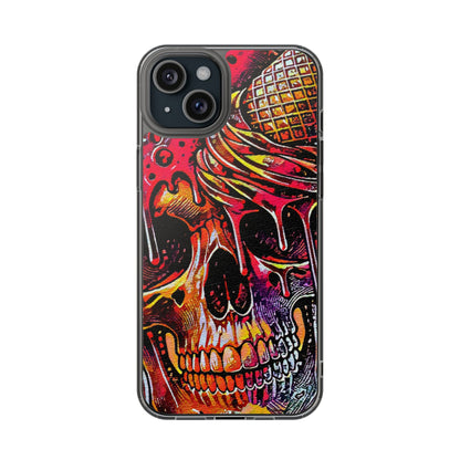 Neon Ice Cream Skull Clear Phone Case