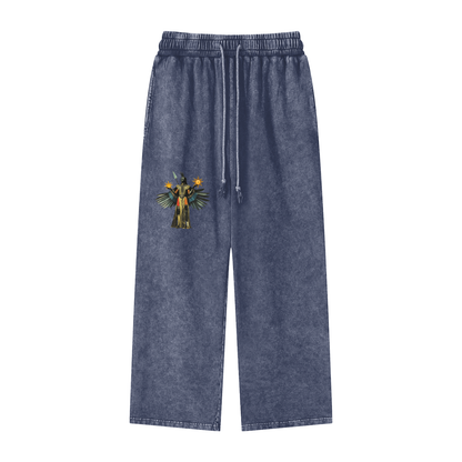 Amaru Khan Stars Acid Wash Straight Leg Pants