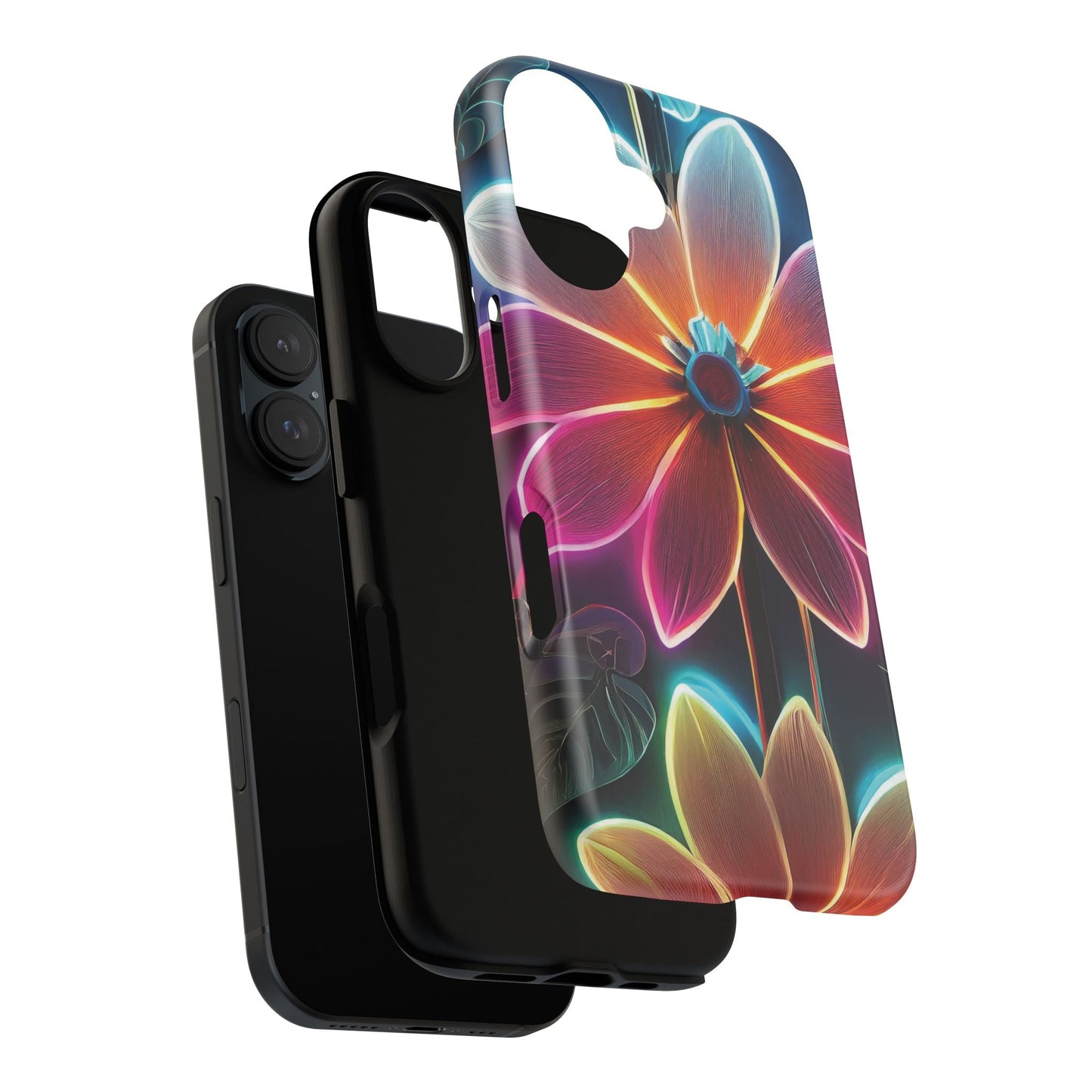 Vibrant Neon Flowers Tough Phone Case