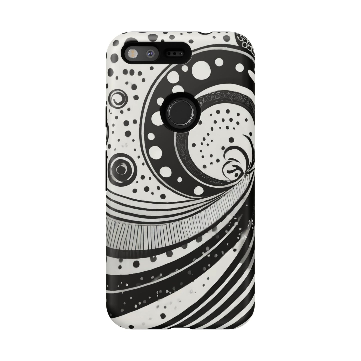 Artistic Black & White Swirl Tough Phone Case
