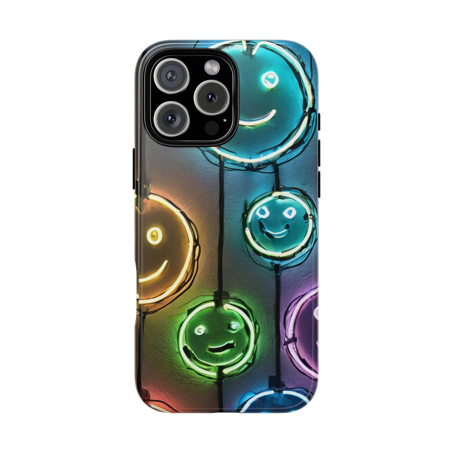 Colorful Neon Smiley Face Phone Case - Tough & Stylish Protection