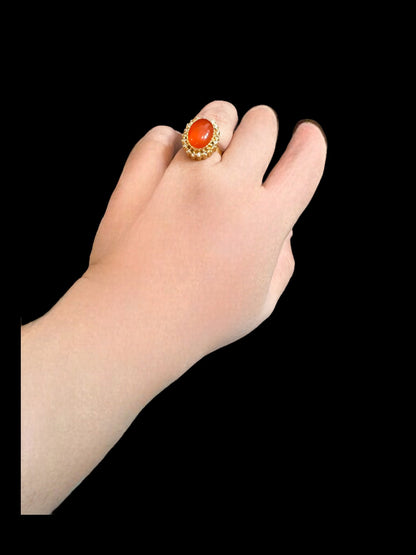 DJR98 Natural aqeeq / orange agate ring ( SHIPS IN 4 WEEKS  )